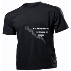 Tricou negru barbati, logo Cu Dumnezeu in fiecare zi